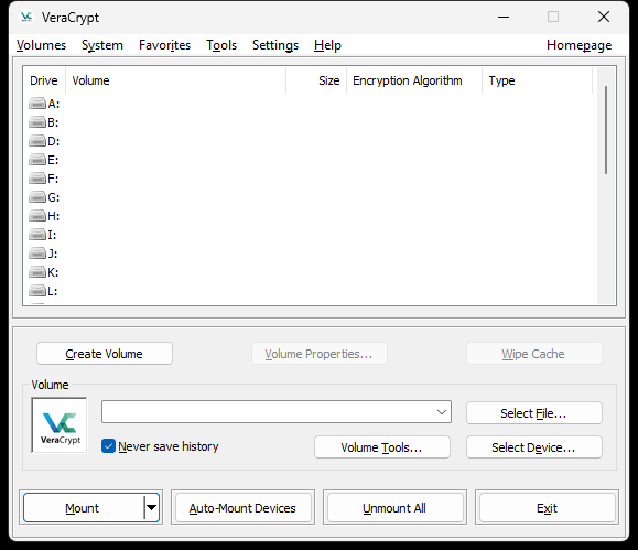 Veracrypt in englischer Sprache