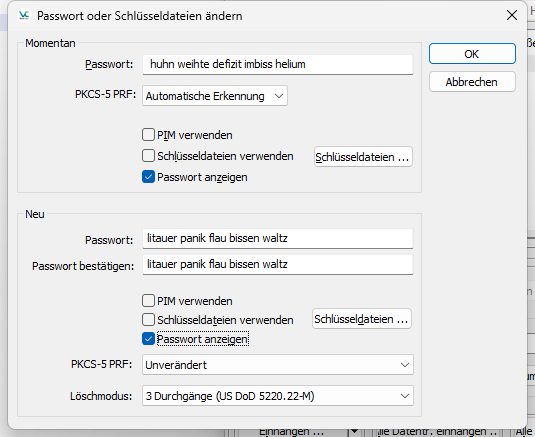 Passwort ändern Dialog