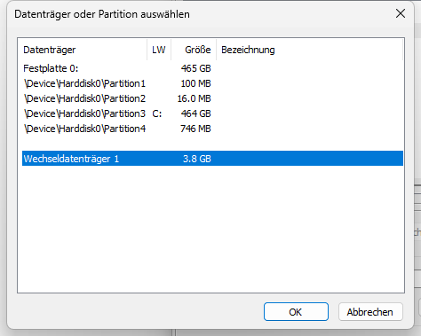 Datenträger auswählen