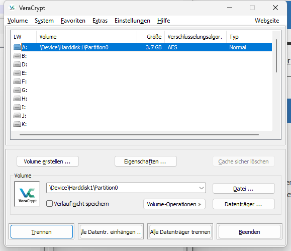 Datenträger ist entschüsselt
