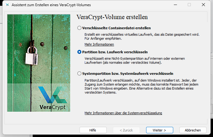 Laufwerk verschlüsseln