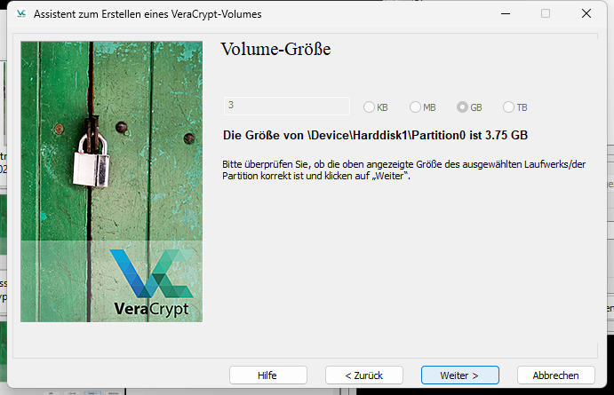 Volume Größe überprüfen