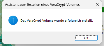 Die Verschlüsselung wurde erfolgreich eingerichtet